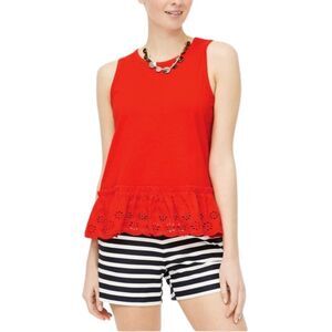 J.Crew Factory Eyelet Hem Tank Top - Small, Red